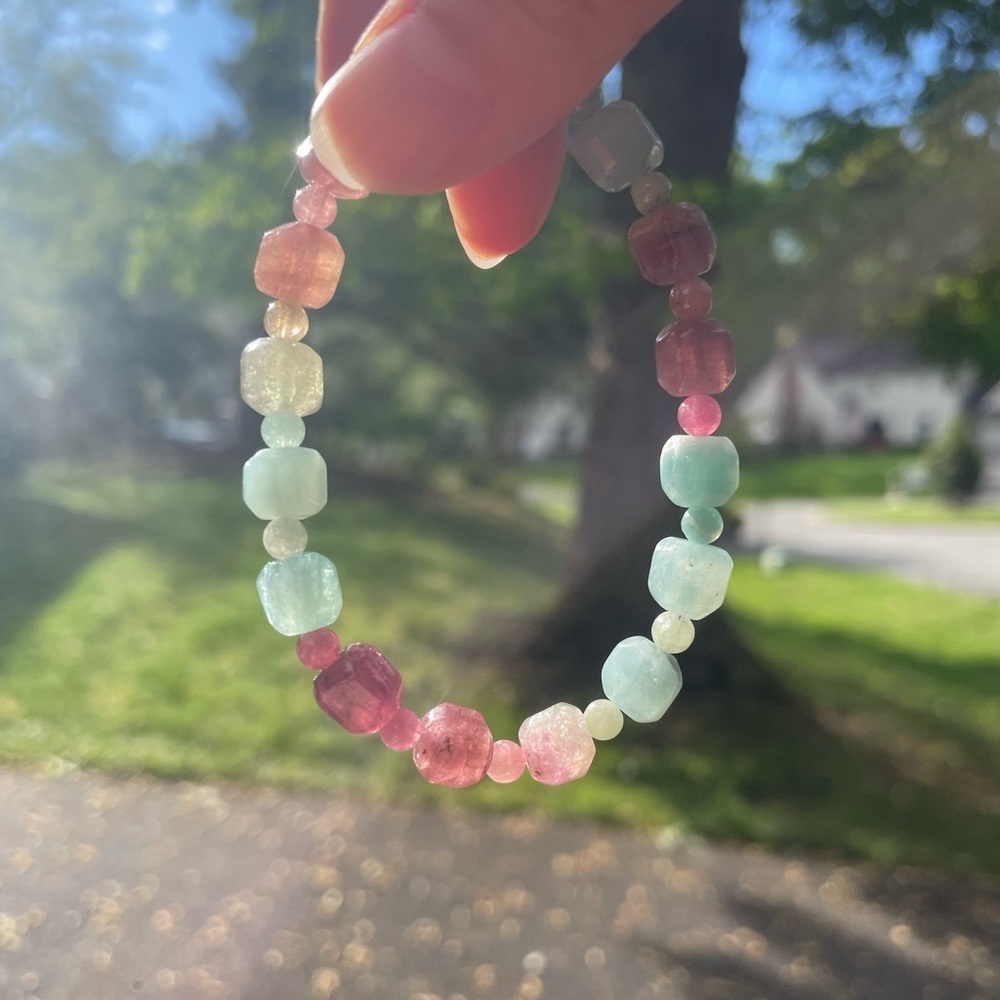 Red and blue Tourmaline bracelet